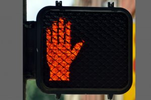 Red Hand Traffic Light "Wait"